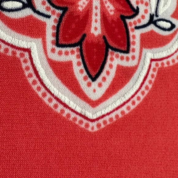 Sandra Darren Shift Dress Coral Blue Paisley Print 3/4‎ Sleeve Knee Length Sz 12 - Picture 5 of 8